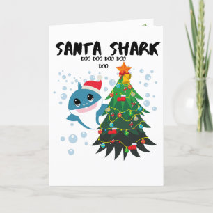 Cartes Pour Fêtes Annuelles Requin-bébé "requin Père Noël"