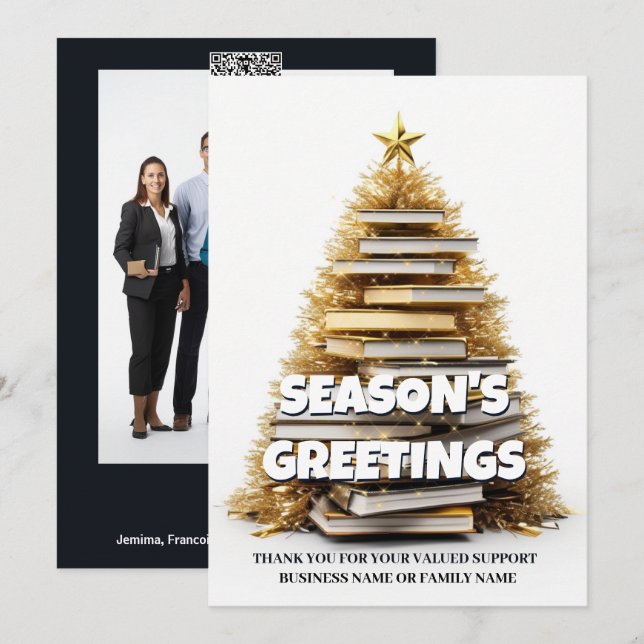 Cartes Pour Fêtes Annuelles Réserver Noël arbre écrivain vacances de Noël phot (Devant / Derrière)