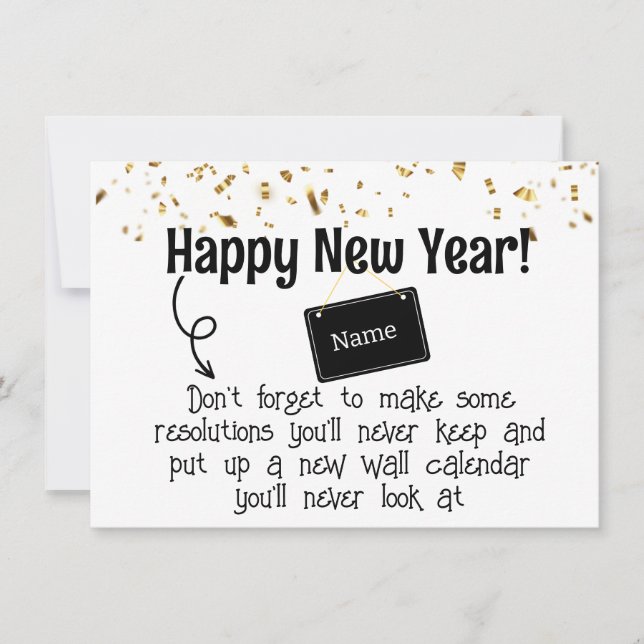 Cartes Pour Fêtes Annuelles Résolution sarcastique drôle bonne année Confettis (Devant)