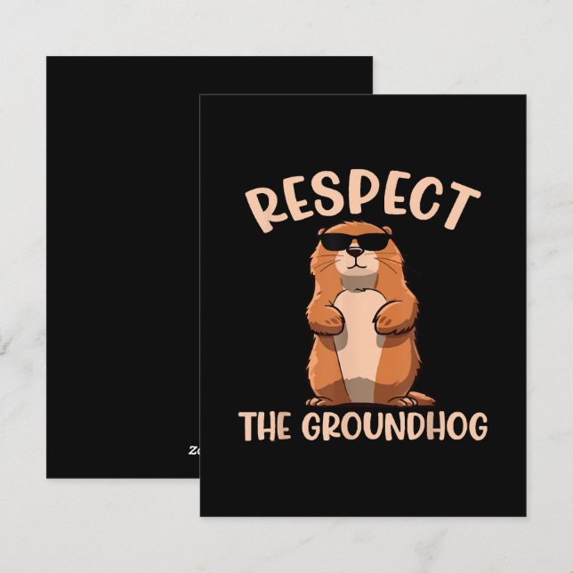 Cartes Pour Fêtes Annuelles Respectez Le Jour De La Marmotte De Fond - Woodchu (Devant / Derrière)