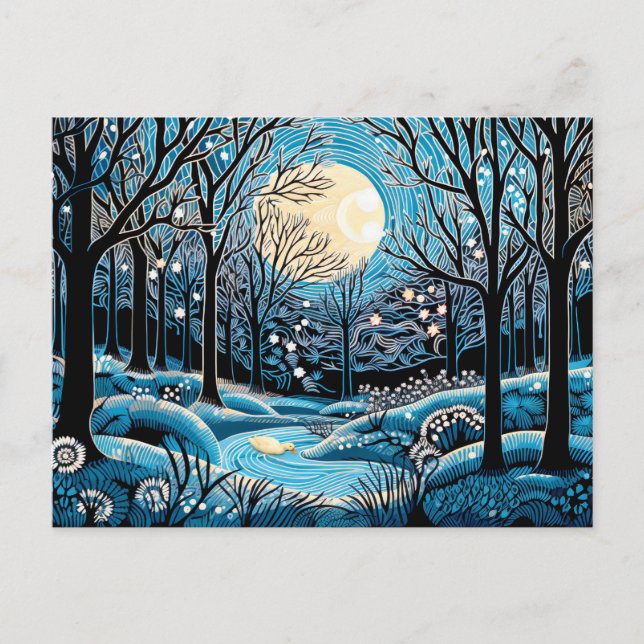 Cartes Pour Fêtes Annuelles Résumé géométrique de la forêt d'hiver (Devant)