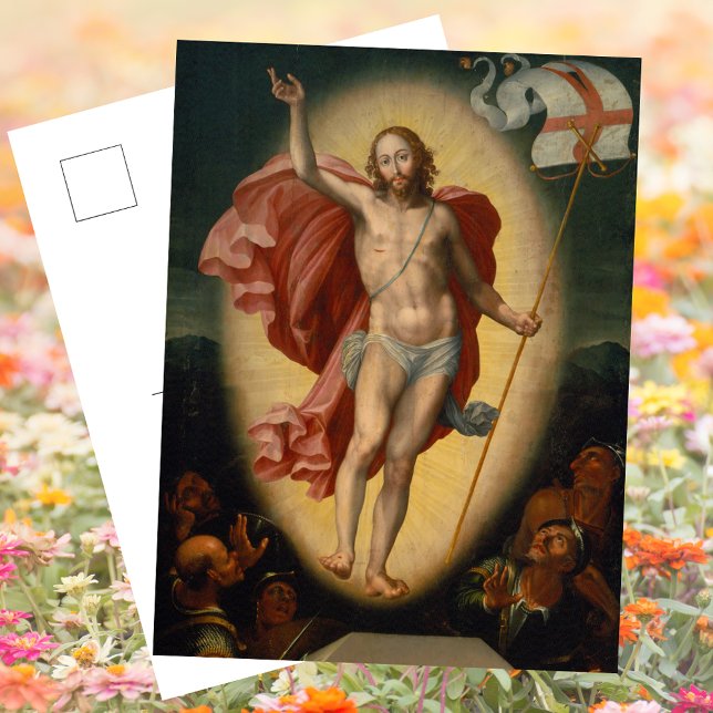 Cartes Pour Fêtes Annuelles Résurrection chrétienne catholique de Jésus Pâques (Religious Christian Catholic Resurrection of Jesus Christ Happy Easter Alleluia Postcard)