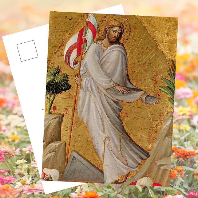 Cartes Pour Fêtes Annuelles Résurrection chrétienne Élégante Or Jésus Pâques (Gold Elegant Religious Christian  Catholic Resurrection Jesus Christ Easter Holiday Postcard)