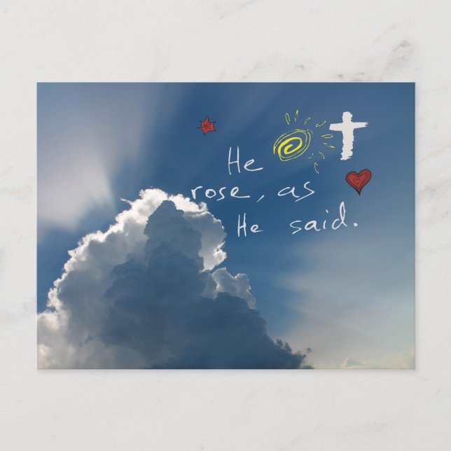 Cartes Pour Fêtes Annuelles Résurrection de Pâques Il Est Ressuscité Jésus Ros (Devant)