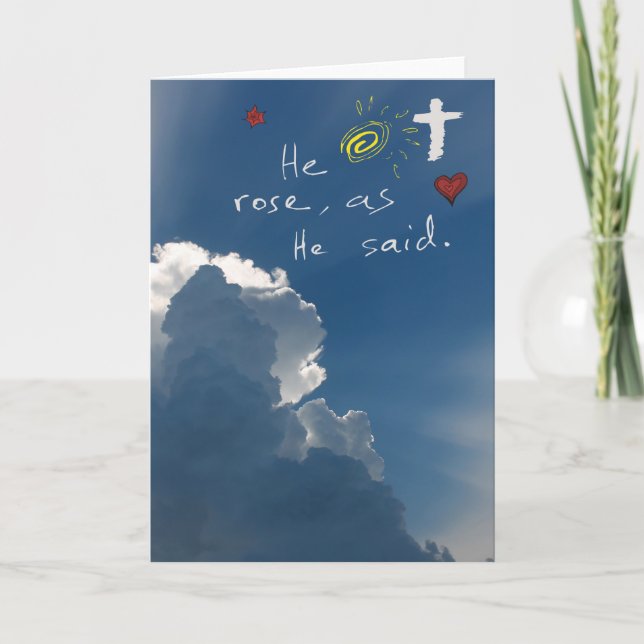 Cartes Pour Fêtes Annuelles Résurrection de Pâques Il Est Ressuscité Jésus Ros (Devant)