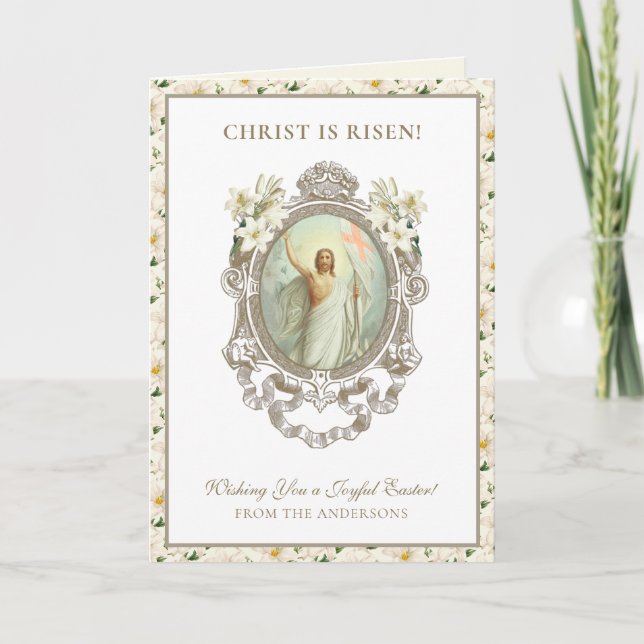 Cartes Pour Fêtes Annuelles Résurrection de Pâques Jésus Lys chrétiens (Devant)