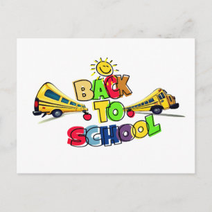 Cartes Pour Fêtes Annuelles Retour à l'école Dessin animé coloré avec l'école