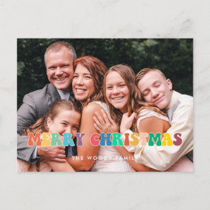 Cartes Pour Fêtes Annuelles Retro 60s Hippie Fun Joyeux Noël photo de famille