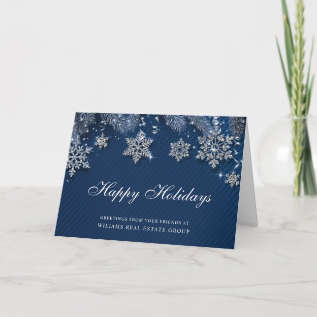 Cartes Pour Fêtes Annuelles Retro Argent Noël Ornament Accueil d'entreprise (Devant)