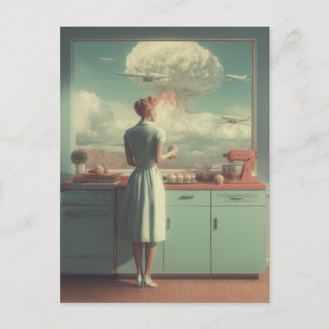 Cartes Pour Fêtes Annuelles Retro Atomic Kitchen Surreal Art (Devant)