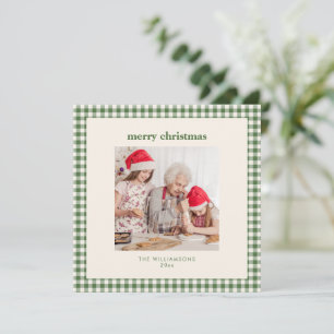 Cartes Pour Fêtes Annuelles Retro Bold Gingham Vert Simple Joyeux Noël