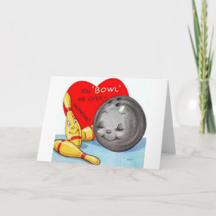 Cartes Pour Fêtes Annuelles Retro Bowling Valentine's Day Card