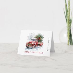 Cartes Pour Fêtes Annuelles Rétro Camion de la ferme rouge Noël Arbre de voeux
