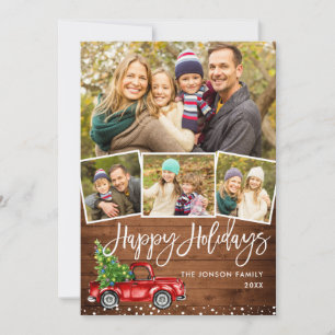Cartes Pour Fêtes Annuelles Retro Christmas Red Truck Rustic 4 PHOTO Salutatio