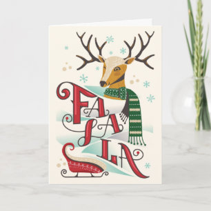 Cartes Pour Fêtes Annuelles Retro Christmas Reindeer FaLaLa
