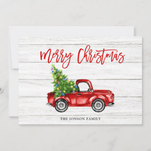 Cartes Pour Fêtes Annuelles Retro Classic Rustic Red Truck voeux de Noël