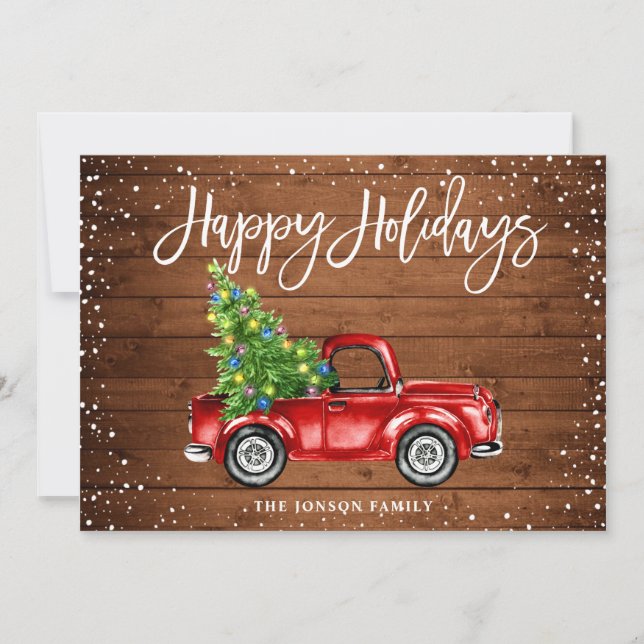 Cartes Pour Fêtes Annuelles Retro Classic Rustic Red Truck voeux de Noël (Devant)