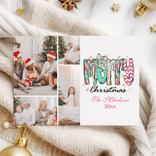Cartes Pour Fêtes Annuelles Rétro Coloré 4 Photos Joyeux Noël