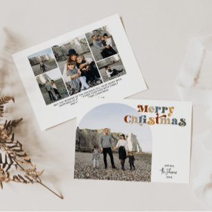 Cartes Pour Fêtes Annuelles Retro Coloré Joyeux Arc de Noël Photo