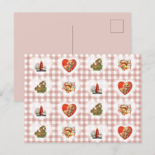 Cartes Pour Fêtes Annuelles Retro Coquette Vintage Bébé Animaux En vichy