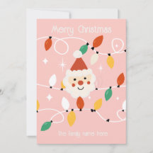 Rétro Cute Père Noël avec Fairy Lights rose
