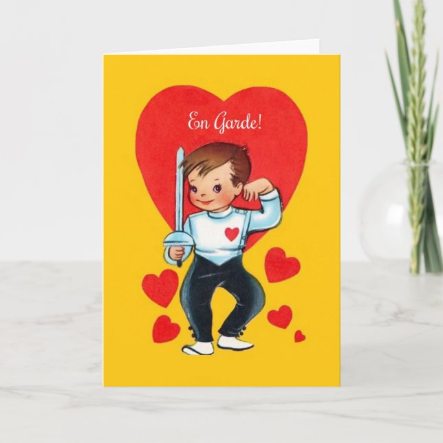 Cartes Pour Fêtes Annuelles Rétro En Garde Fencing Valentine Greeting Card (Devant)