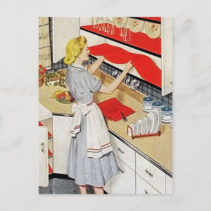Cartes Pour Fêtes Annuelles Rétro femme de ménage vintage mignonne