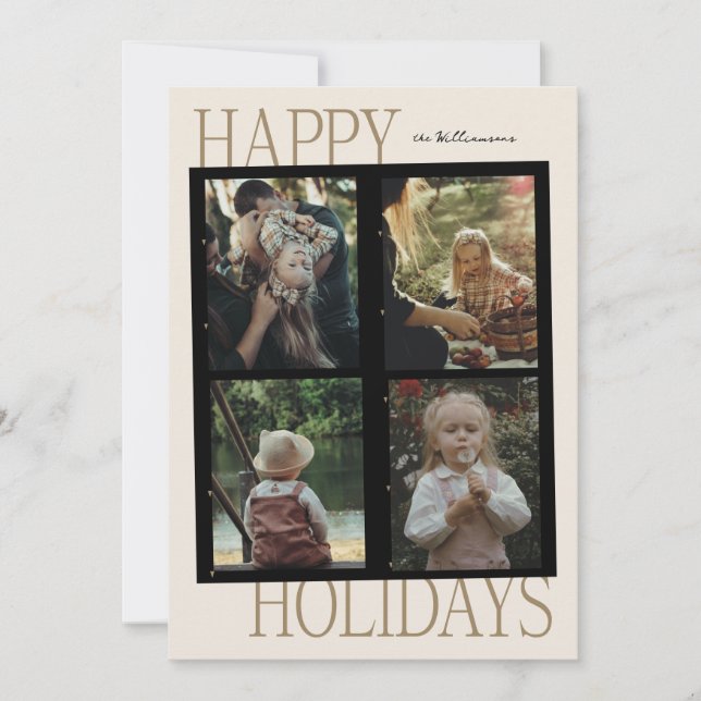 Cartes Pour Fêtes Annuelles Retro-Film Inspired Holiday Photo Card (Devant)