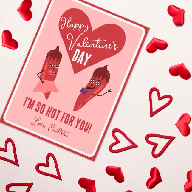 Cartes Pour Fêtes Annuelles Retro Funny Red Hot Pepper Valentine's Day (Créateur téléchargé)
