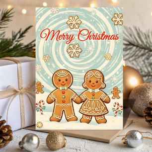 Cartes Pour Fêtes Annuelles Retro Gingerbread Blizzard Noël