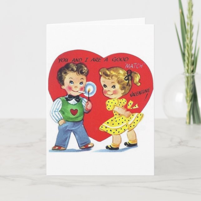 Cartes Pour Fêtes Annuelles Retro Good Match Valentine's Day Card (Devant)