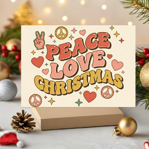 Cartes Pour Fêtes Annuelles Retro Groovy Paix Amour Noël
