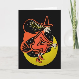 Cartes Pour Fêtes Annuelles Retro Halloween Witch Card