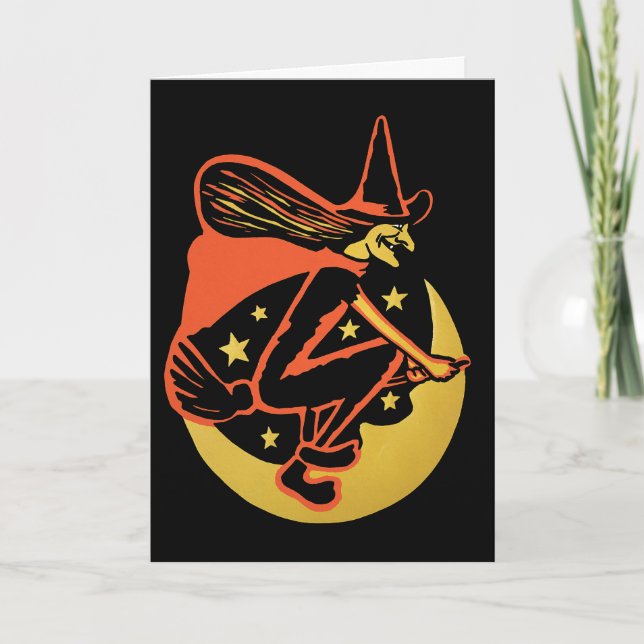 Cartes Pour Fêtes Annuelles Retro Halloween Witch Card (Devant)