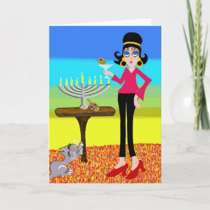 Cartes Pour Fêtes Annuelles Rétro Hanoukka et un Martini