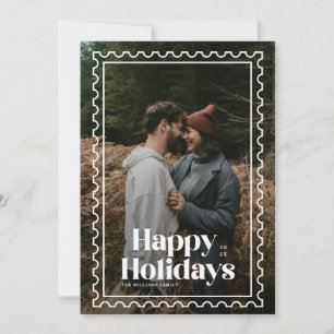 Cartes Pour Fêtes Annuelles Retro Happy Holidays Famille Timbre Photo
