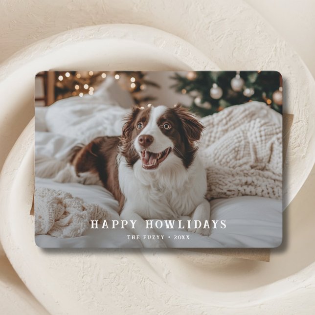 Cartes Pour Fêtes Annuelles Retro Happy Howliday Chien voeux de Noël Photo (Créateur téléchargé)