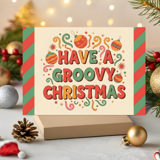 Cartes Pour Fêtes Annuelles Retro Have a Groovy Christmas (Créateur téléchargé)
