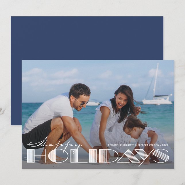 Cartes Pour Fêtes Annuelles Retro Joyeuses vacances Typographie Noël (Devant / Derrière)