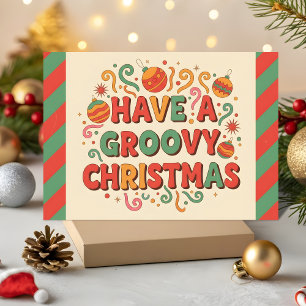 Cartes Pour Fêtes Annuelles Retro Joyeux Noël Groovy