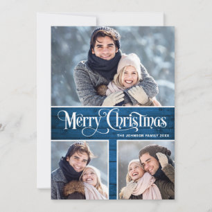 Cartes Pour Fêtes Annuelles Retro Joyeux Noël Rustique 4 PHOTO Salutation