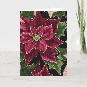 Cartes Pour Fêtes Annuelles Rétro les années 50 Poinsettia Bourgogne rose