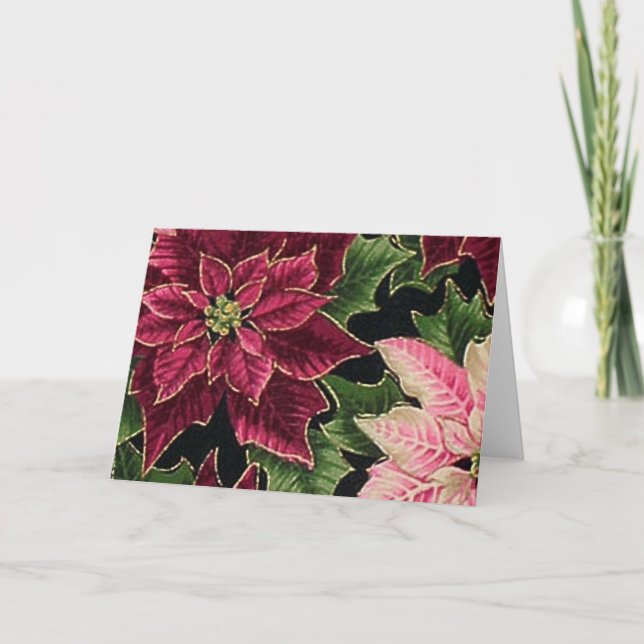 Cartes Pour Fêtes Annuelles Rétro les années 50 Poinsettia Bourgogne rose (Devant)