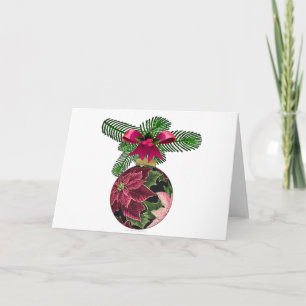 Cartes Pour Fêtes Annuelles Retro les années 50 Poinsettia Ornement Bourgogne