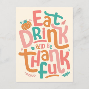 Cartes Pour Fêtes Annuelles Retro Mangez Boire Et Soyez Merci Bon thanksgiving