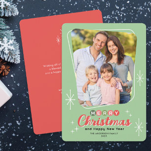 Cartes Pour Fêtes Annuelles Retro Midsiècle moderne Message Photo Noël