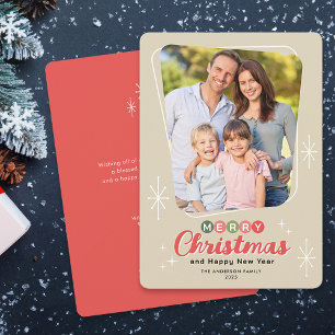 Cartes Pour Fêtes Annuelles Retro Midsiècle moderne Message Photo Noël