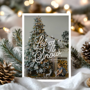 Cartes Pour Fêtes Annuelles Retro moderne laissez-le neiger Photo Script de No
