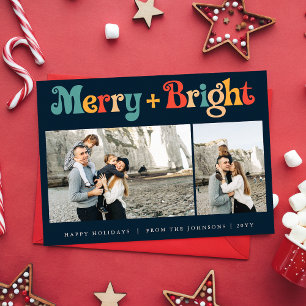 Cartes Pour Fêtes Annuelles Rétro moderne minimaliste Noël Trois photos