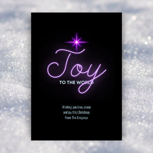 Cartes Pour Fêtes Annuelles Retro Neon Rose Joy À L'Étoile Mondiale De Noël